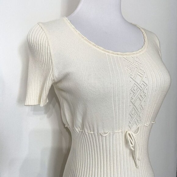 MAXMARA WEEKEND CREAM KNIT FRONT BOW COQUETTE GIRL TOP -S - Picture 5 of 9